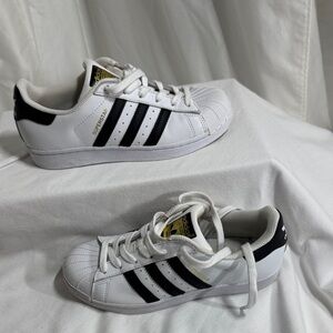 adidas Superstar White and Black Athletic Shoes